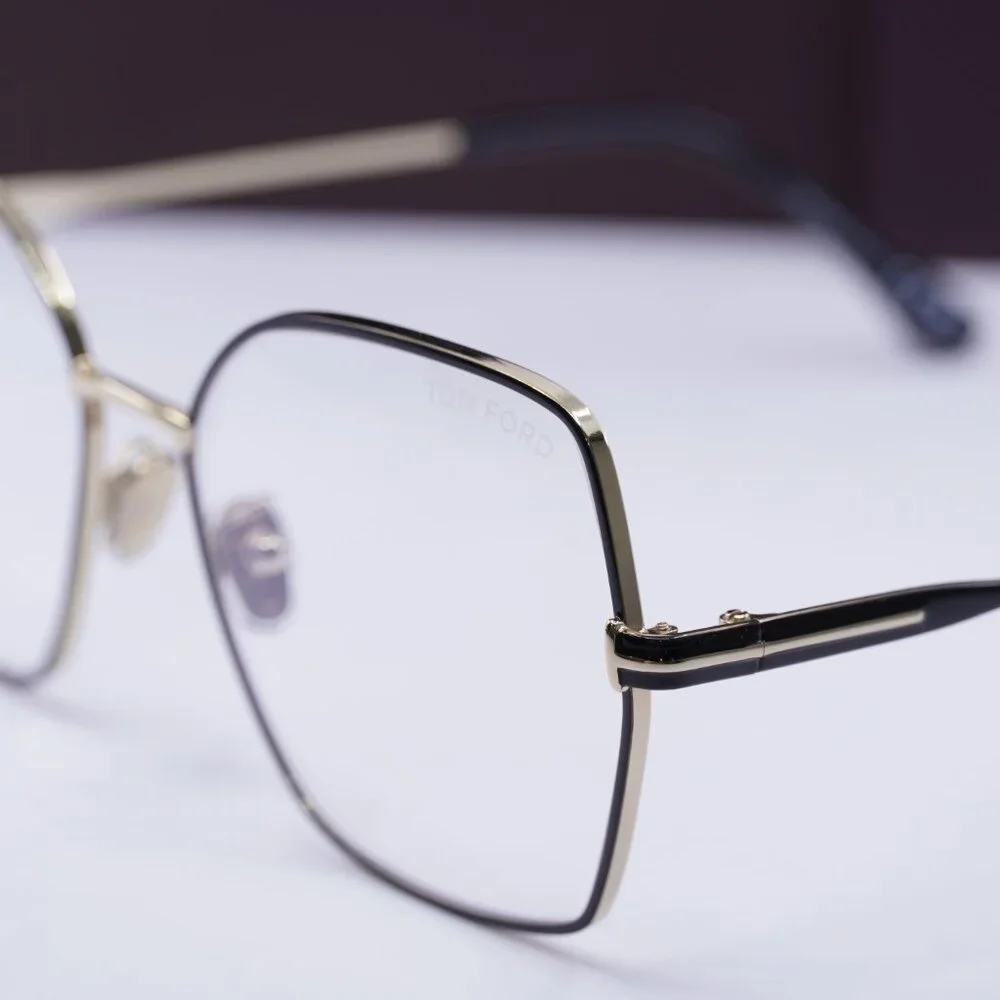 Tom Ford FT5876-B 032 Butterfly Eyeglasses 56mm - Pale Gold/Black